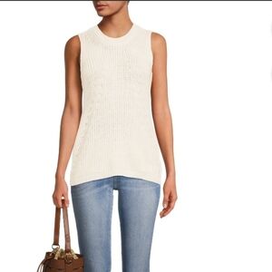PHILOSOPHY Sleeveless Knit Pullover Top In Ivory. Size Large NWT